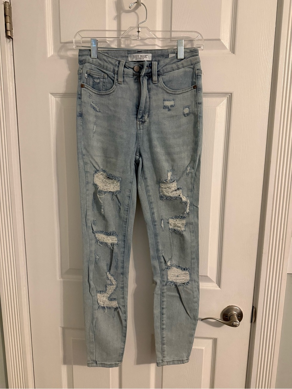Judy Blue Light Blue Distressed Skinny Jeans